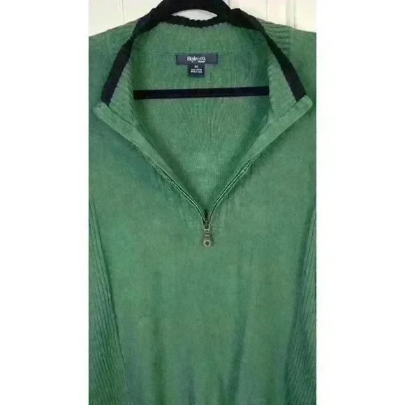 Style & Co Women’s 1/4 Zip Ribbed Knit 100% COTTON Sweater Green/Black Size 3X - Picture 6 of 11